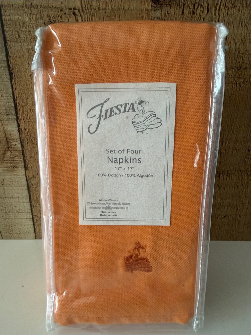 Fiesta Set of 4 Retired Tangerine Dinner Napkins NOS